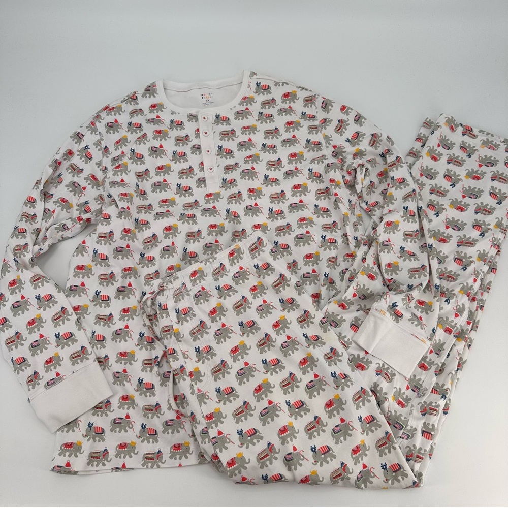 Roller Rabbit Holiday Elephant Pajamas Set 100% Cotton Women’s XL